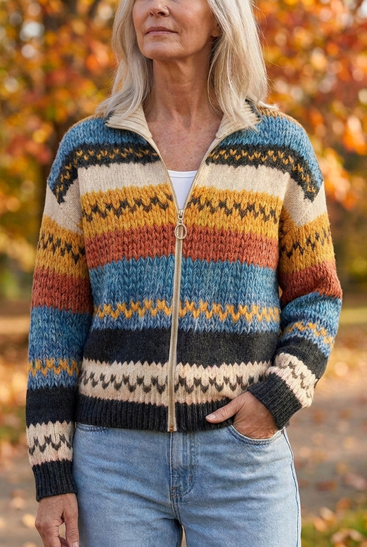 YSEULT - CÁRDIGAN MULTICOLOR DE RAYAS EN ZIGZAG