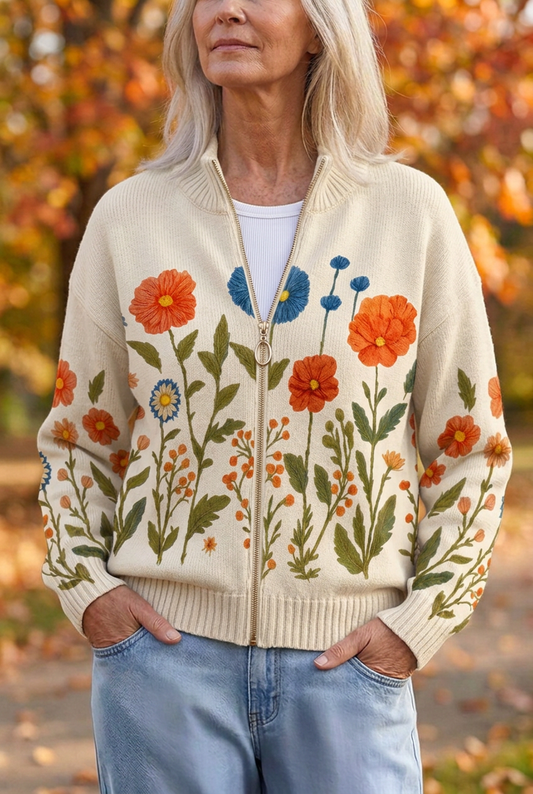 WRENNA - CÁRDIGAN CON CREMALLERA PRADERA DE FLORES SILVESTRES