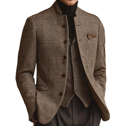 RICHMOND - CHAQUETA RETRO INFORMAL DE TWEED A CUADROS CON CUELLO ALTO