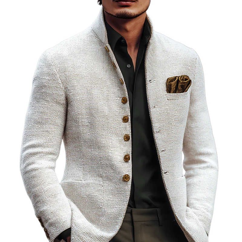 MILANO - CHAQUETA INFORMAL DE TWEED LISO CON CUELLO ALTO