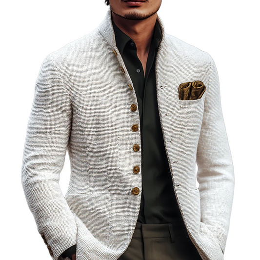 MILANO - CHAQUETA INFORMAL DE TWEED LISO CON CUELLO ALTO