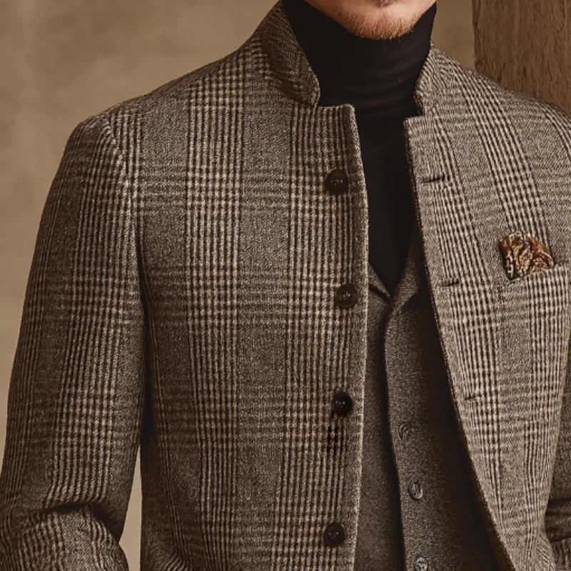 RICHMOND - CHAQUETA RETRO INFORMAL DE TWEED A CUADROS CON CUELLO ALTO