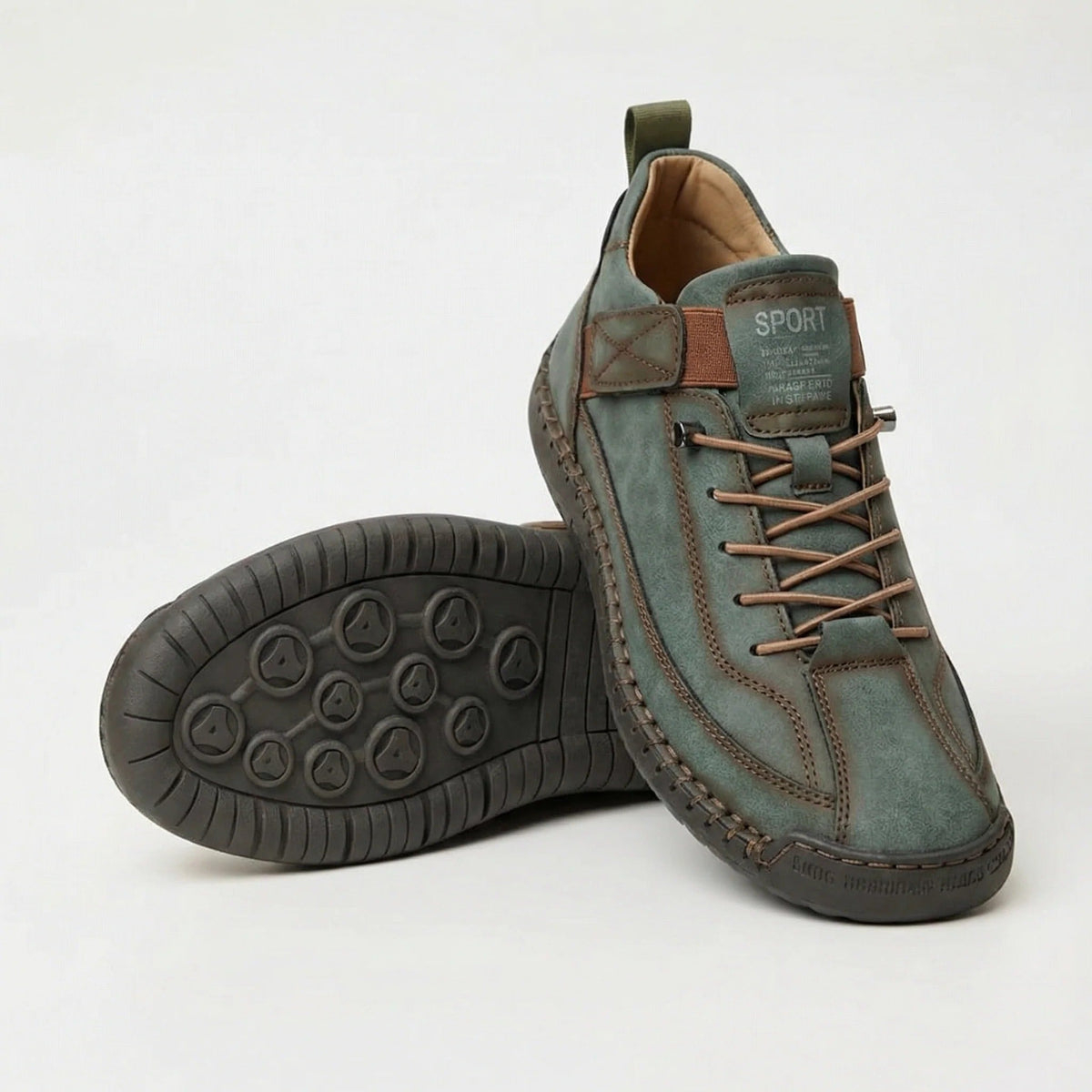 Zapatillas NUVÉ de ecocuero con cordones elásticos y velcro