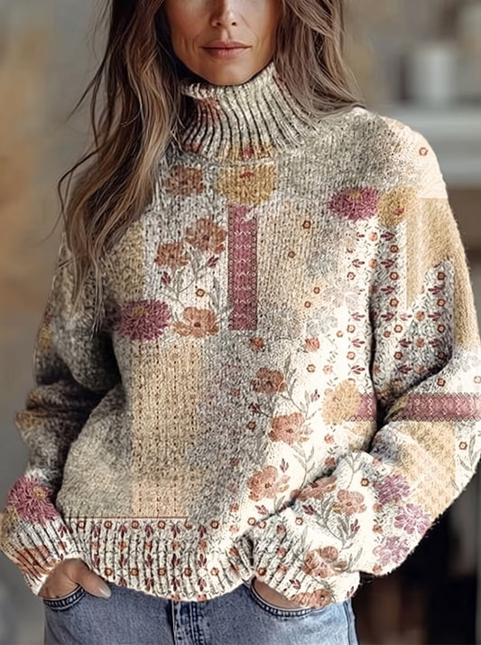 LINNEA - JERSEY DE CUELLO ALTO JARDÍN PATCHWORK