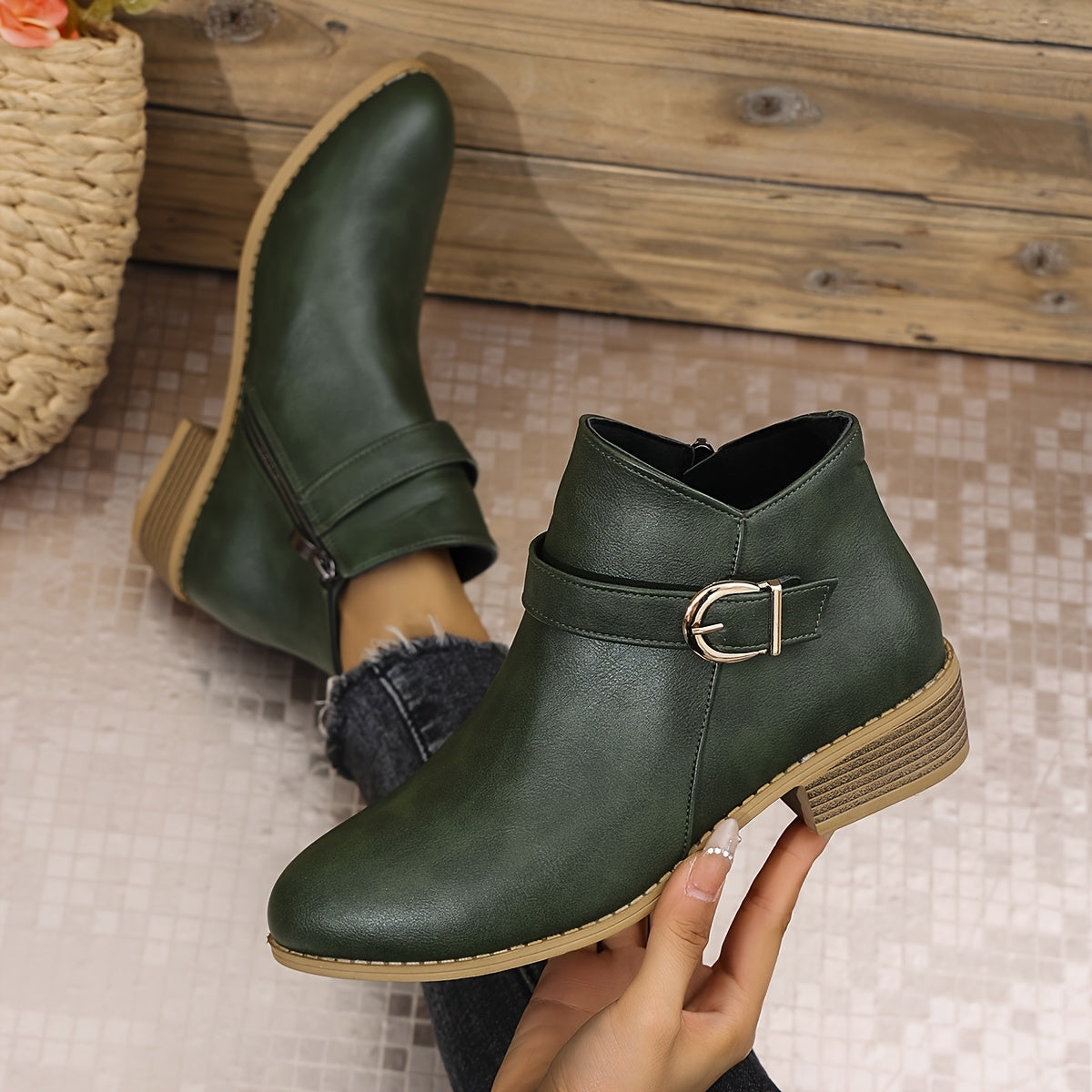 LORETTE - BOTINES CHELSEA DE TACÓN BAJO CON HEBILLA