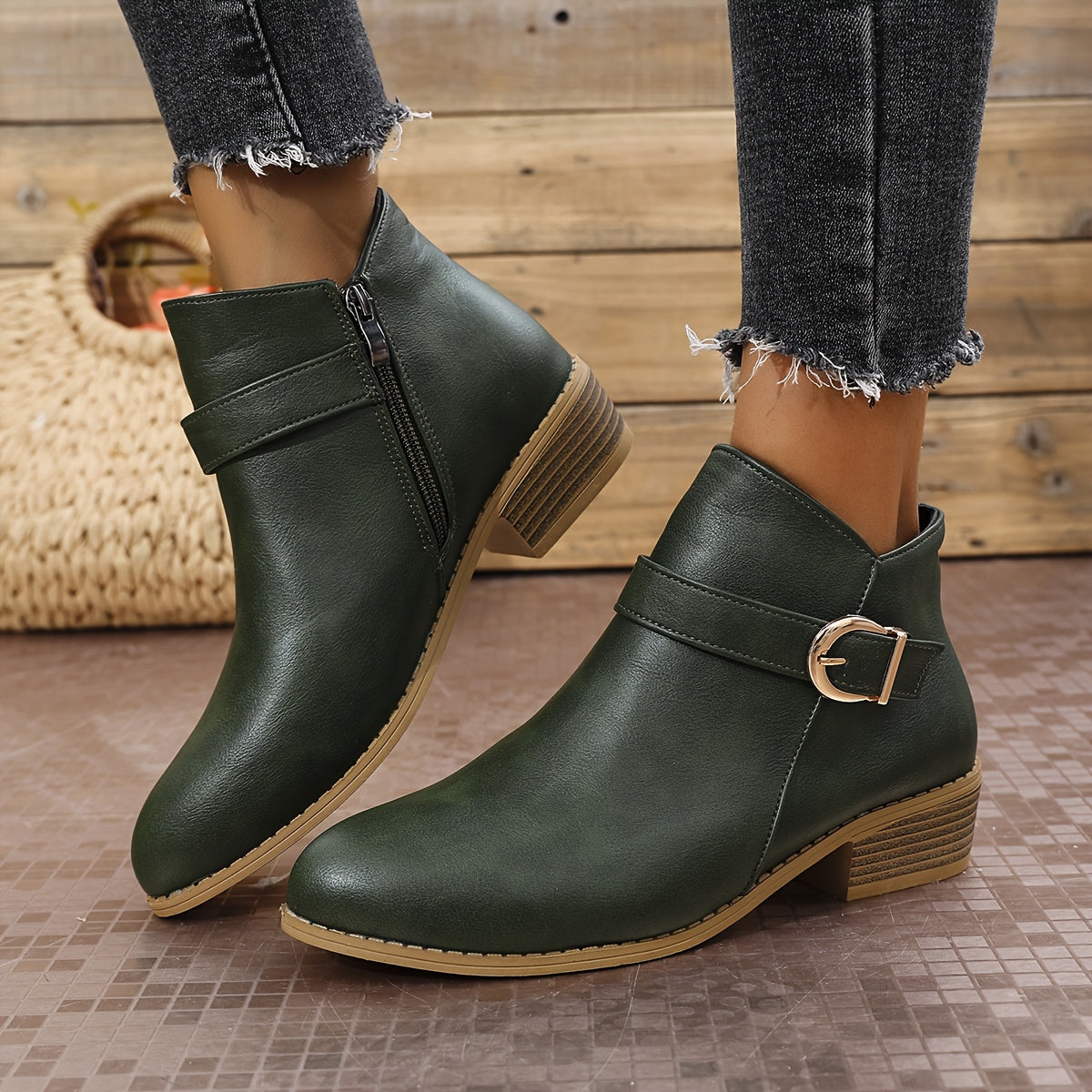 LORETTE - BOTINES CHELSEA DE TACÓN BAJO CON HEBILLA