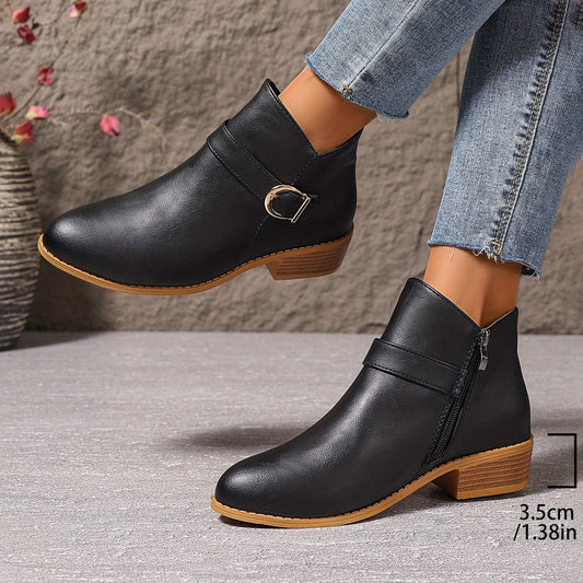 LORETTE - BOTINES CHELSEA DE TACÓN BAJO CON HEBILLA
