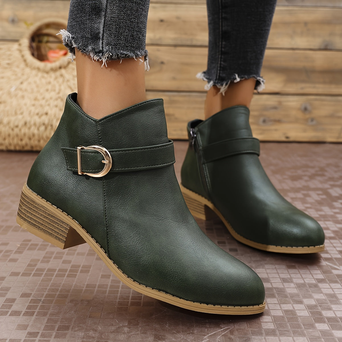LORETTE - BOTINES CHELSEA DE TACÓN BAJO CON HEBILLA