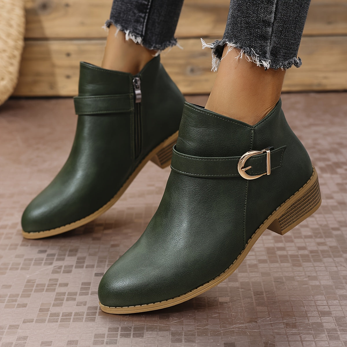 LORETTE - BOTINES CHELSEA DE TACÓN BAJO CON HEBILLA