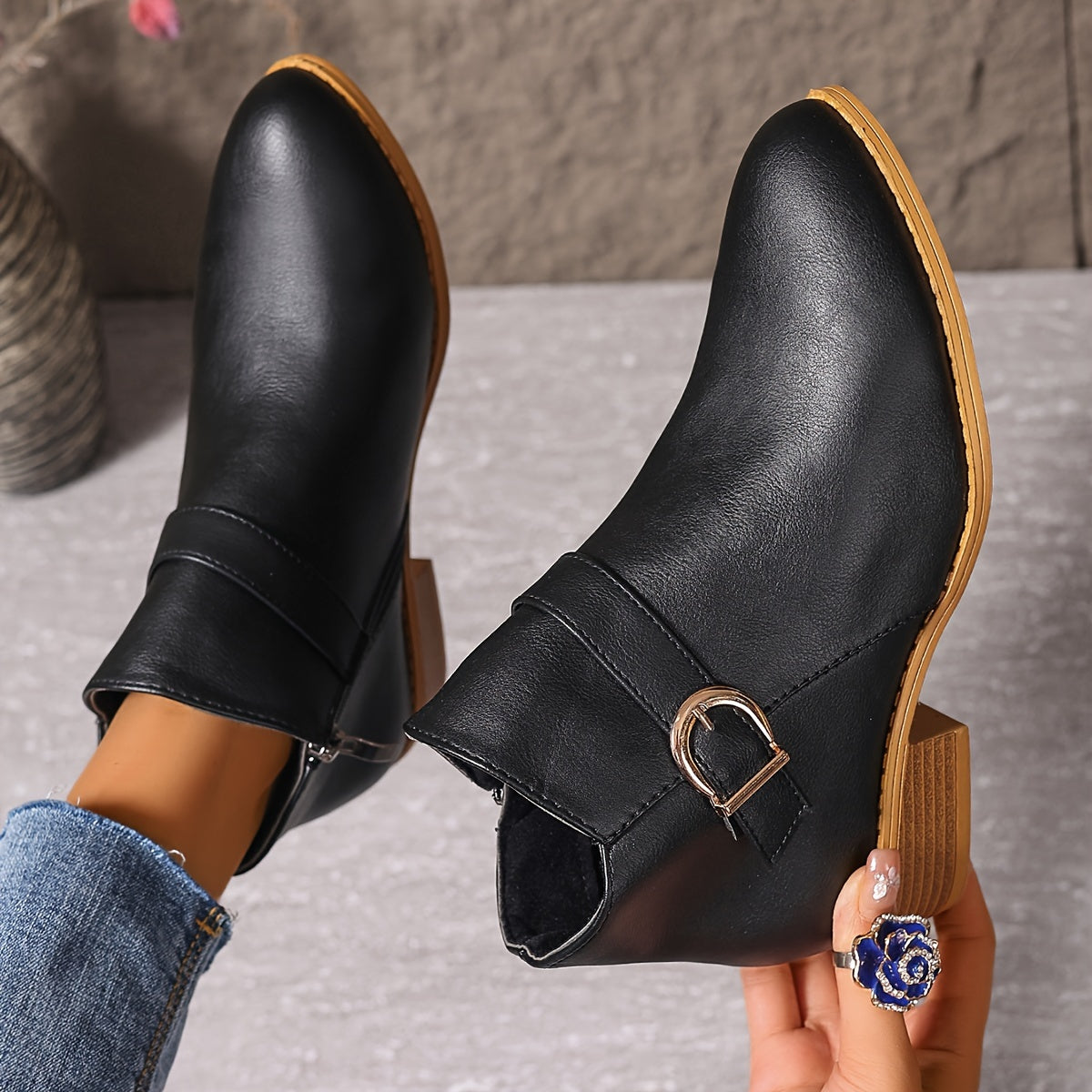 LORETTE - BOTINES CHELSEA DE TACÓN BAJO CON HEBILLA