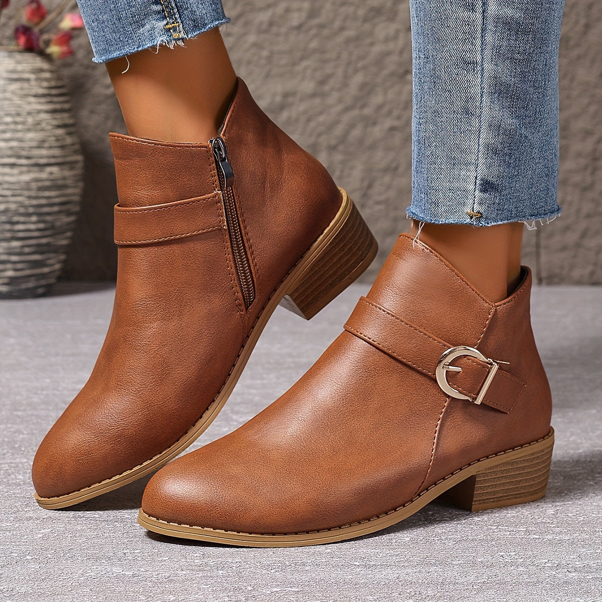 LORETTE - BOTINES CHELSEA DE TACÓN BAJO CON HEBILLA