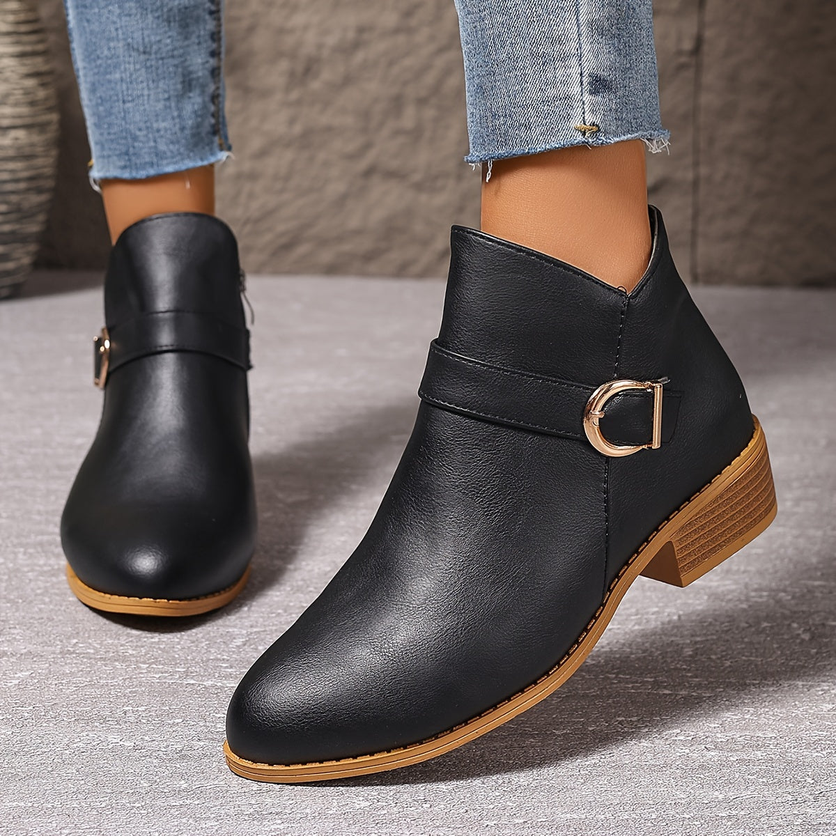 LORETTE - BOTINES CHELSEA DE TACÓN BAJO CON HEBILLA