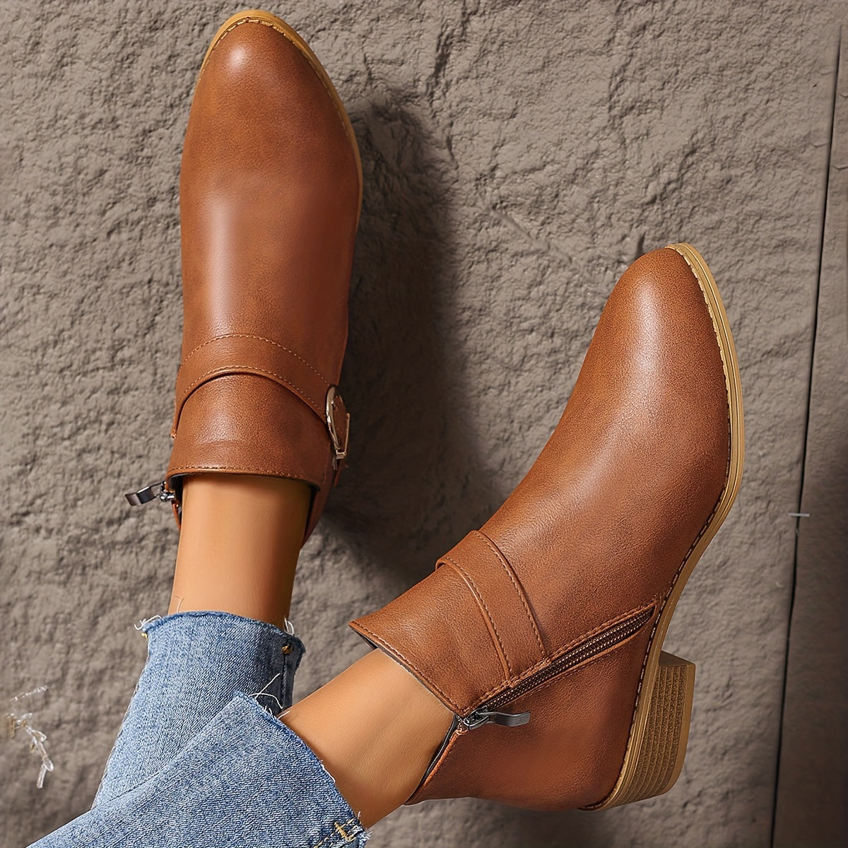 LORETTE - BOTINES CHELSEA DE TACÓN BAJO CON HEBILLA