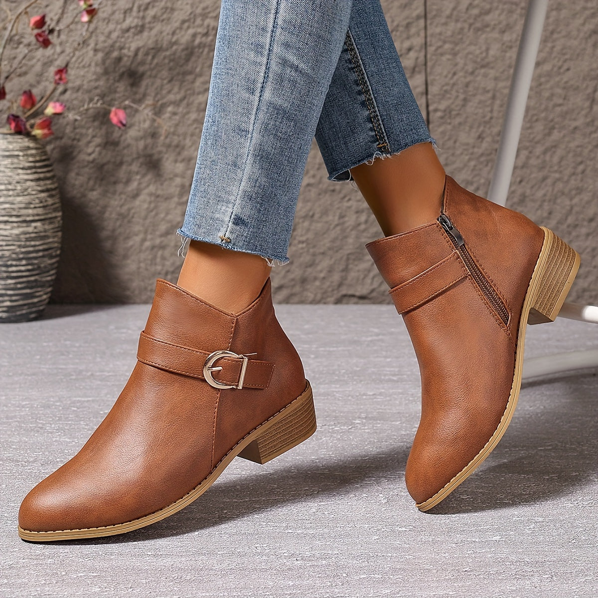 LORETTE - BOTINES CHELSEA DE TACÓN BAJO CON HEBILLA