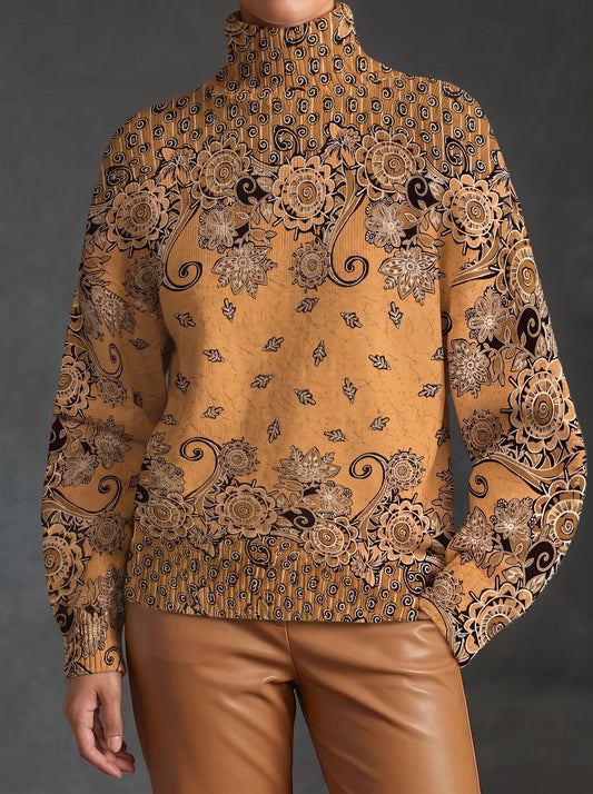 OLEANDER - JERSEY DE CUELLO ALTO PAISLEY CARAMELO