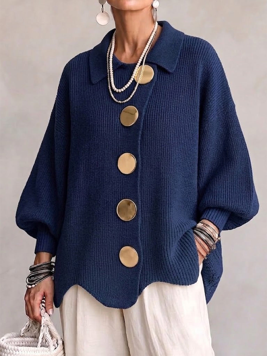 ODETTE - CÁRDIGAN OVERSIZE CON BOTONES DORADOS