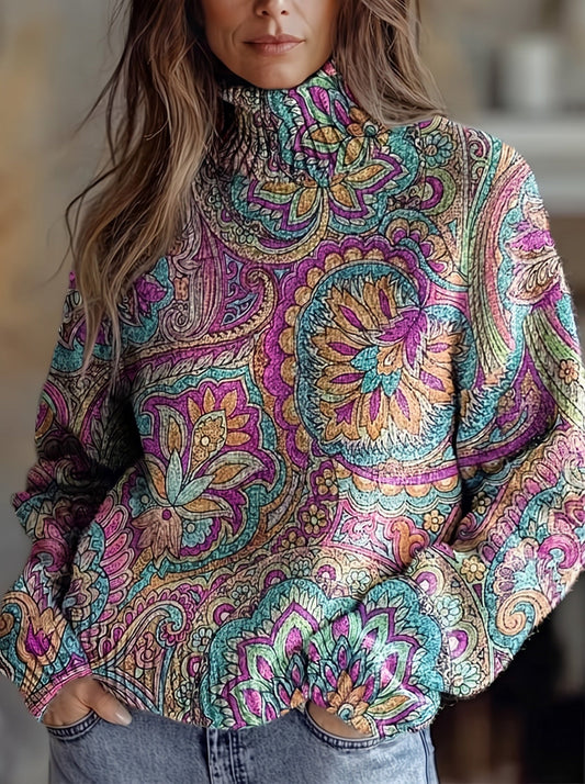 MARCHETTA - JERSEY DE CUELLO ALTO CON ESTAMPADO PAISLEY