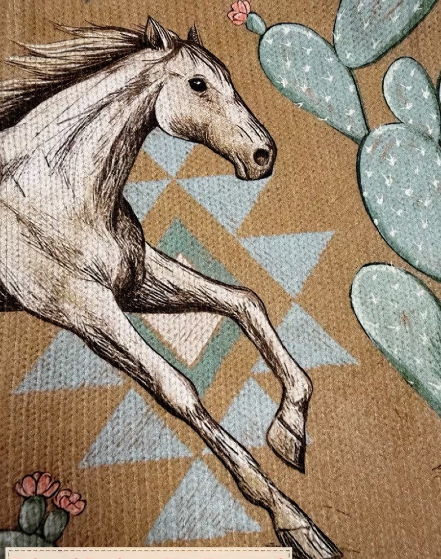 PERPETUA - CÁRDIGAN CON CREMALLERA, CABALLOS DEL DESIERTO Y CACTUS