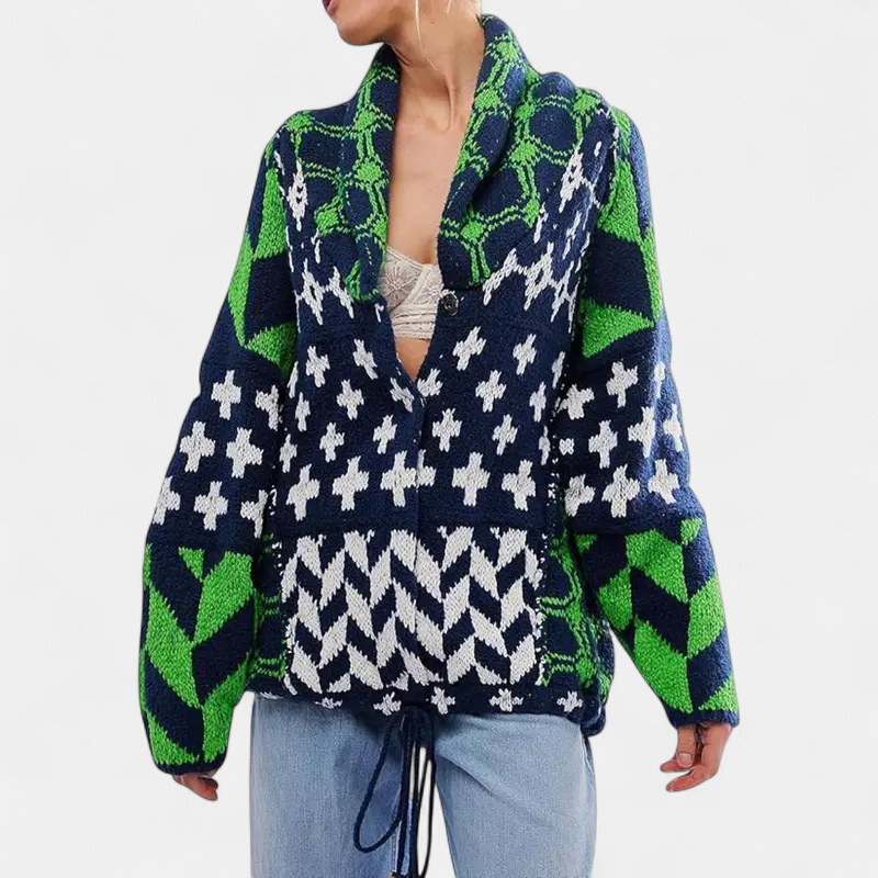 GEORGINA - ABRIGO DE PUNTO ESTAMPADO OVERSIZE