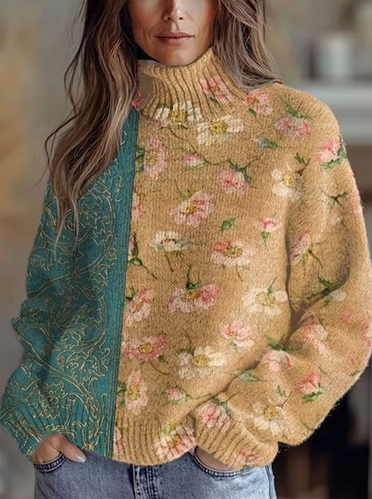 SAFFRA - JERSEY DE CUELLO ALTO FLOR DE AZAFRÁN