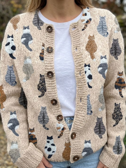 SOLVARA - CÁRDIGAN CON ESTAMPADO DE GATOS