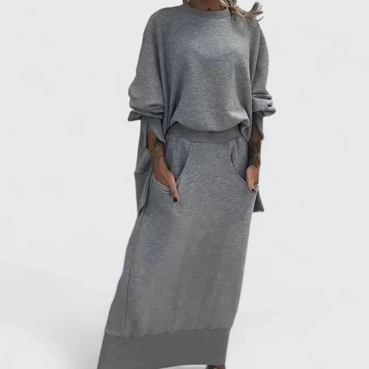 OLIVANNE - CONJUNTO DE SUDADERA Y FALDA LARGA