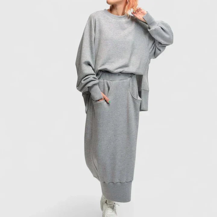 OLIVANNE - CONJUNTO DE SUDADERA Y FALDA LARGA