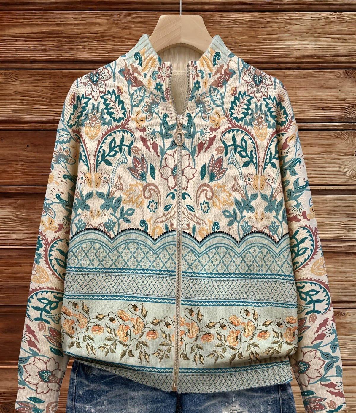 SYBILLA - CÁRDIGAN CON BORDE BOTÁNICO FLORAL VINTAGE
