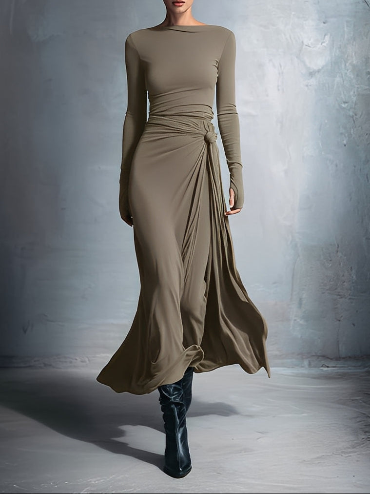 ISAURE - VESTIDO LARGO CON LAZO LATERAL