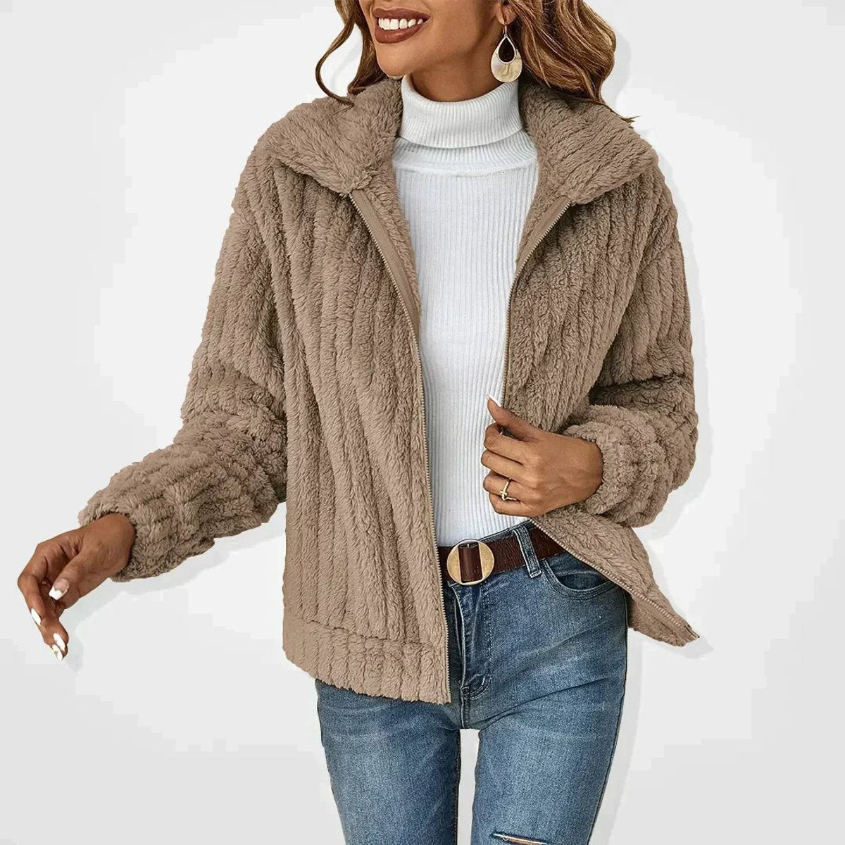 ROBERTA - CHAQUETA MULLIDA CON CREMALLERA