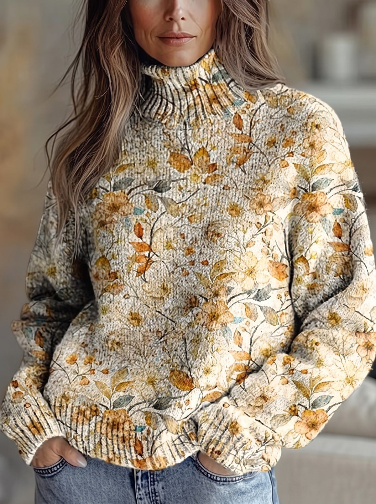 MAREN - JERSEY DE CUELLO ALTO PRADERA OTOÑAL