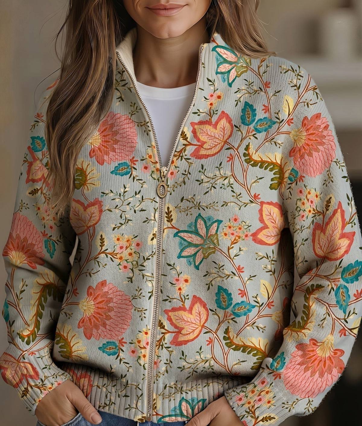 XANTHE - CÁRDIGAN CON ESTAMPADO FLORAL VINTAGE DE JARDÍN